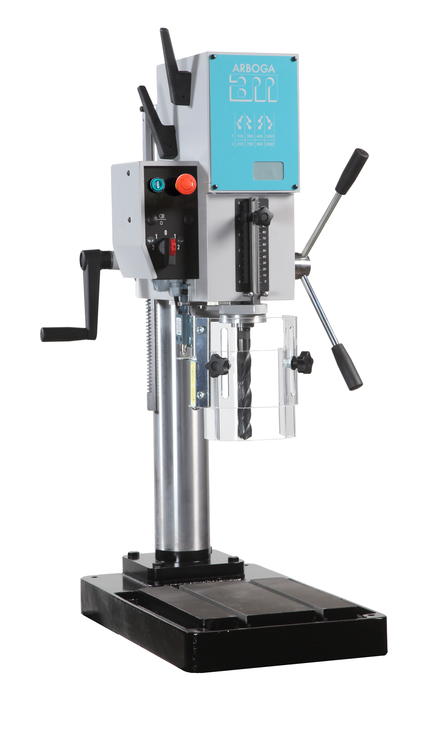 ARBOGA A2308B - Getriebebohrmaschine - Tischbohrmaschine mit Handvorschub, Rechtecktisch 310 x 260 mm, MK2 ARBOGA A2308B - Getriebebohrmaschine - Tischbohrmaschine mit Handvorschub, Rechtecktisch 310 x 260 mm, MK2