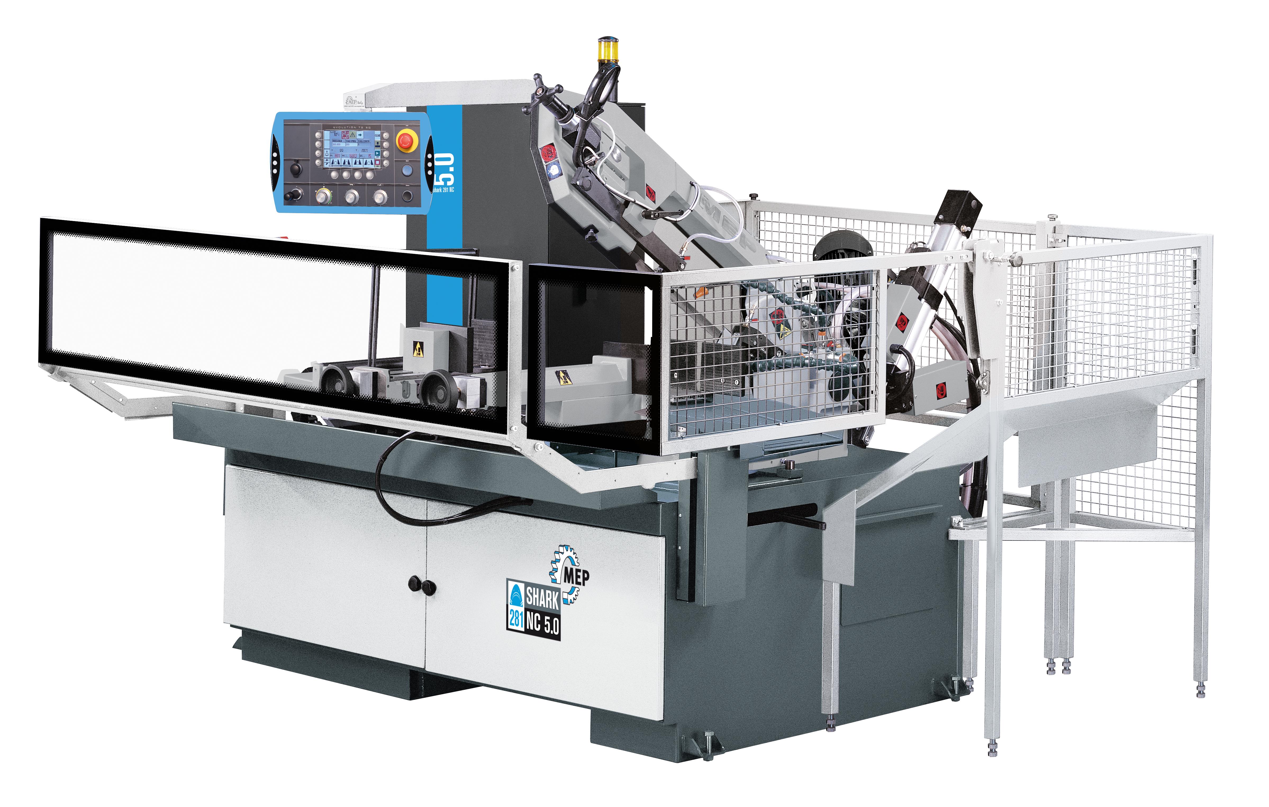 MEP-Elektrohydraulischer Bandsägevollautomat, Modell SHARK 281 NC 5.0 serienmäßig mit Inverter 15/100 RPM Bandmaß: 2950 x 27 x 0,9mm MEP-Elektrohydraulischer Bandsägevollautomat, Modell SHARK 281 NC 5.0 serienmäßig mit Inverter 15/100 RPM Bandmaß: 2950 x 27 x 0,9mm