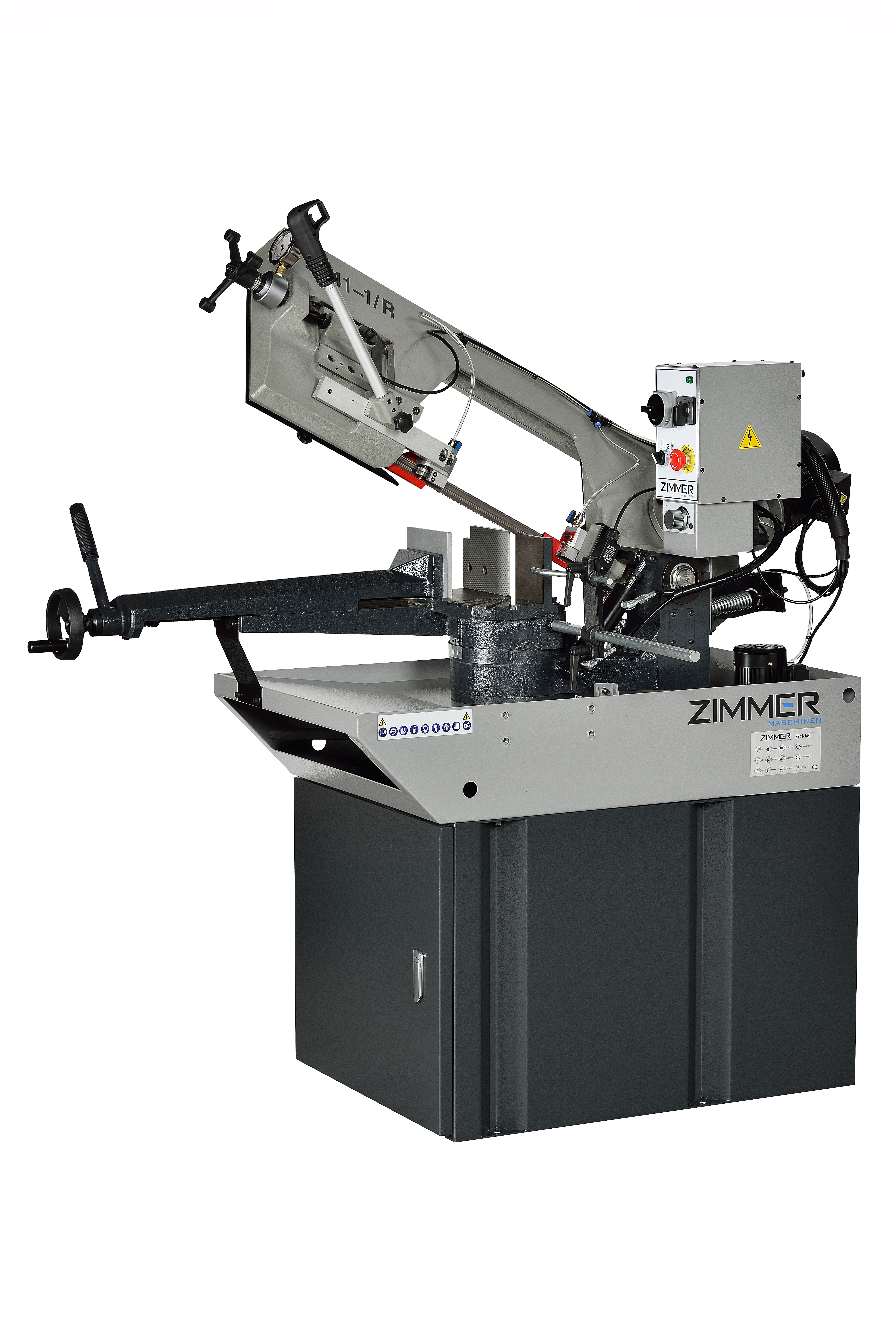 ZIMMER Metallbandsäge Z241-1/R 2.Geschwindigkeiten 35+70 m/min - 380V Motorleistung: 1,2kW, Gewicht 240Kg, Bandmaß: 2.450x27x0,9 mm
