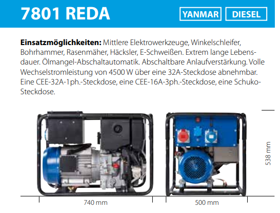 GEKO 7801 ED-AA/REDA Stromerzeuger - Elektrostart - YANMAR Diesel - Leistung 3~ 6300 VA / 1~ 3600 VA IP54 - Tankinhalt 5L GEKO 7801 ED-AA/REDA Stromerzeuger - Elektrostart - YANMAR Diesel - Leistung 3~ 6300 VA / 1~ 3600 VA IP54 - Tankinhalt 5L