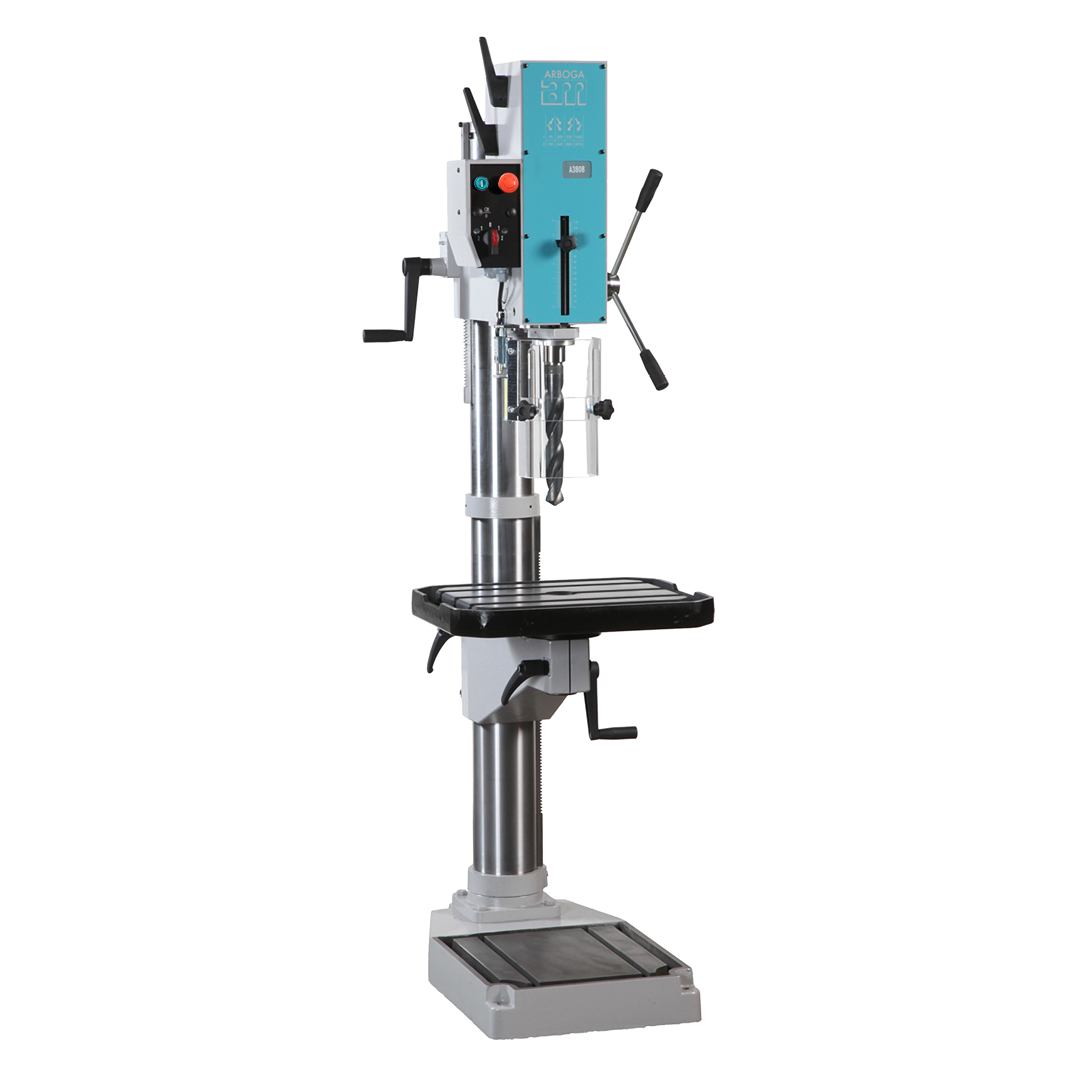 ARBOGA A3808 - Getriebebohrmaschine - Säulenbohrmaschine mit Handvorschub, Rechtecktisch 500x400, MK4 ARBOGA A3808 - Getriebebohrmaschine - Säulenbohrmaschine mit Handvorschub, Rechtecktisch 500x400, MK4
