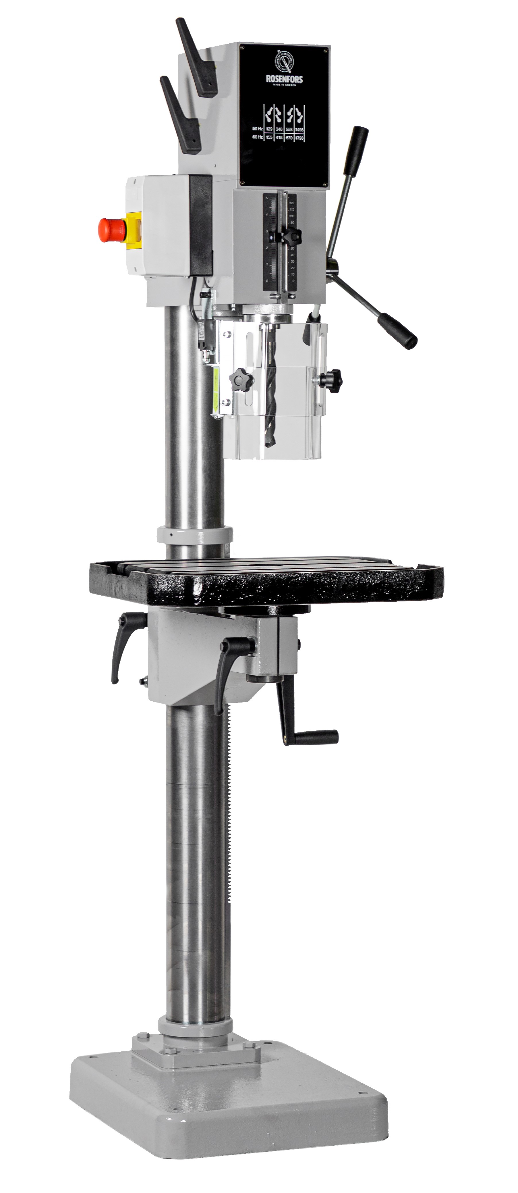 Rosenfors 25 - Getriebebohrmaschine - Säulenbohrmaschine mit Handvorschub, Rechtecktisch 500x400, MK3 Rosenfors 25 - Getriebebohrmaschine - Säulenbohrmaschine mit Handvorschub, Rechtecktisch 500x400, MK3